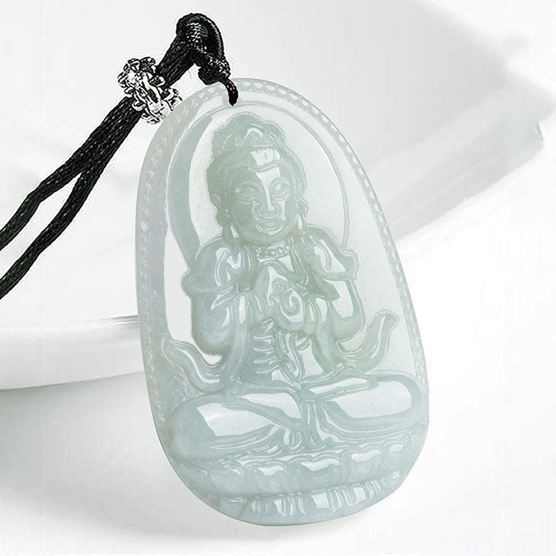 Kette Jade Tierkreis-Buddha Wohlstand Anhänger transluzent