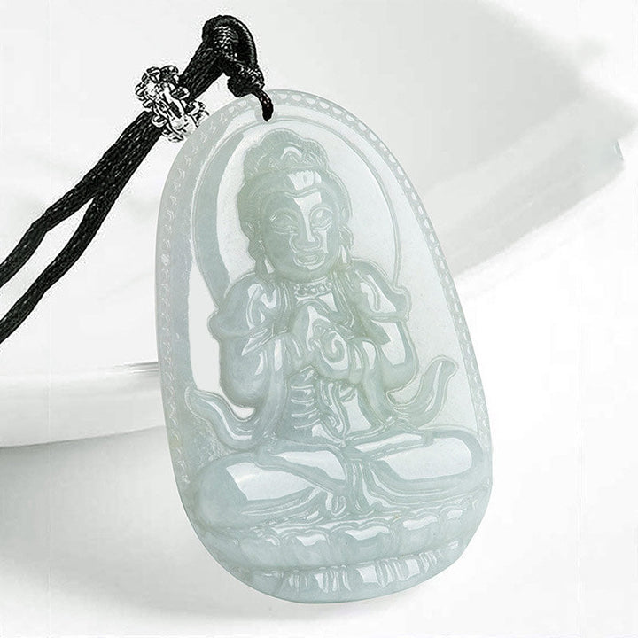 Kette Jade Tierkreis-Buddha Wohlstand Anhänger transluzent