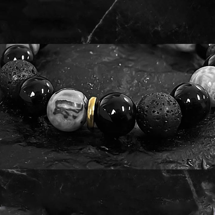 Armband Obsidian Lava – Yin Yang Kraft