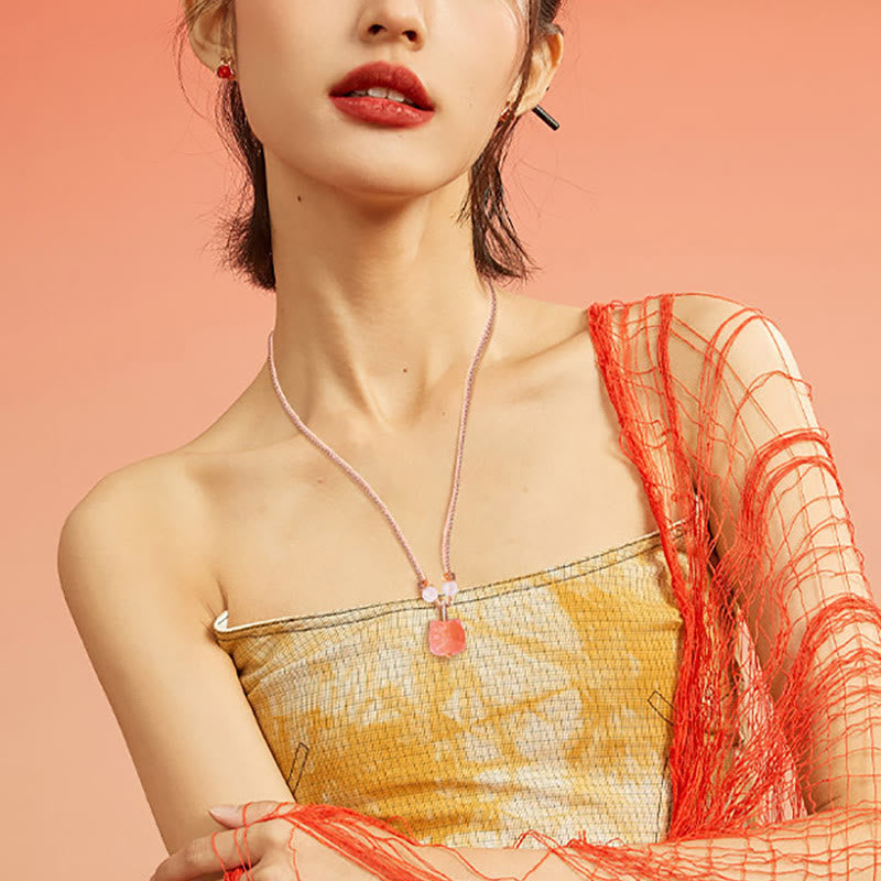 Kette Anhänger Damen Rosa Stein Elegant