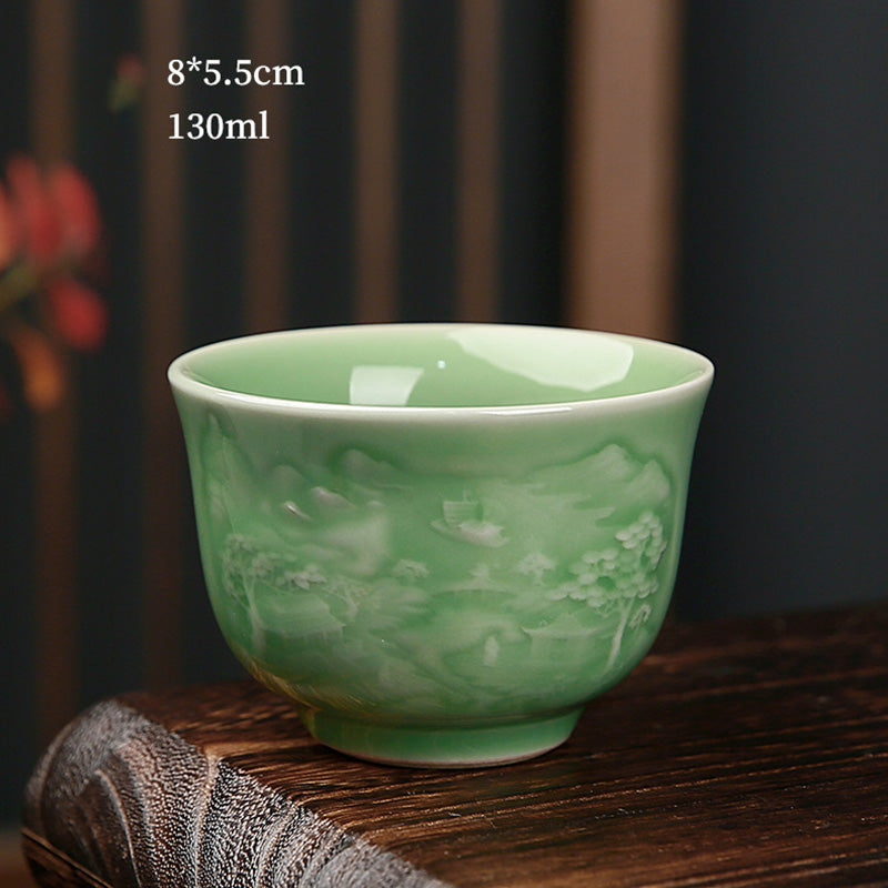 Japanische Teetasse Berge Kiefer Keramik Berge und Flüsse