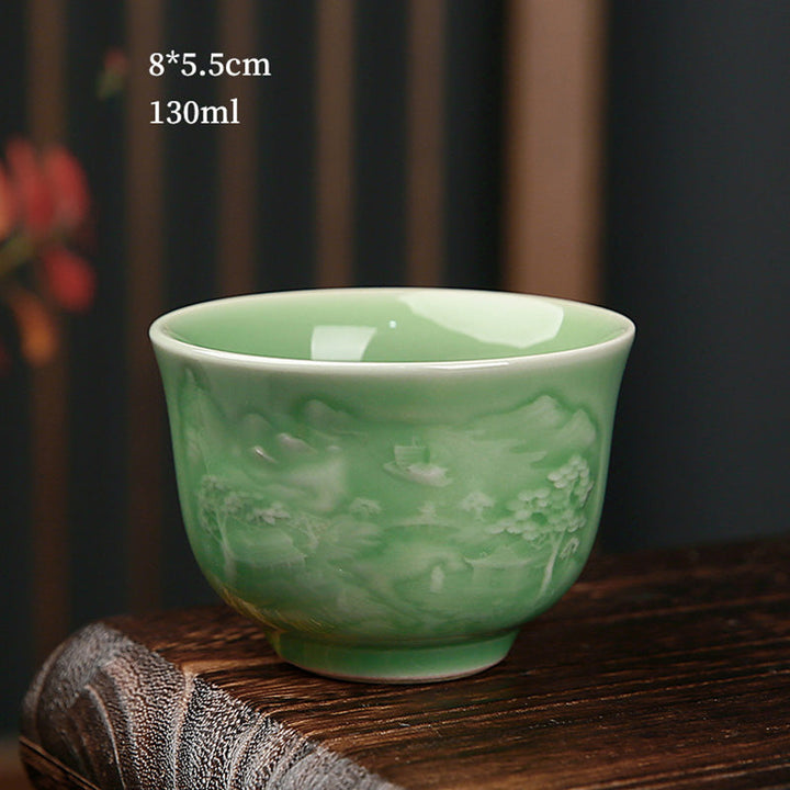 Japanische Teetasse Berge Kiefer Keramik Berge und Flüsse
