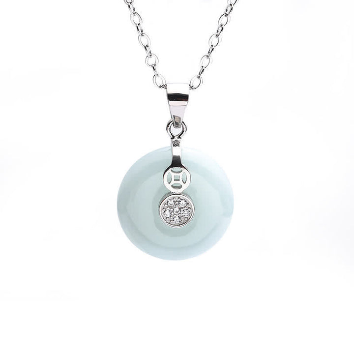 Jade Münze Anhänger Kette Sterlingsilber Glück