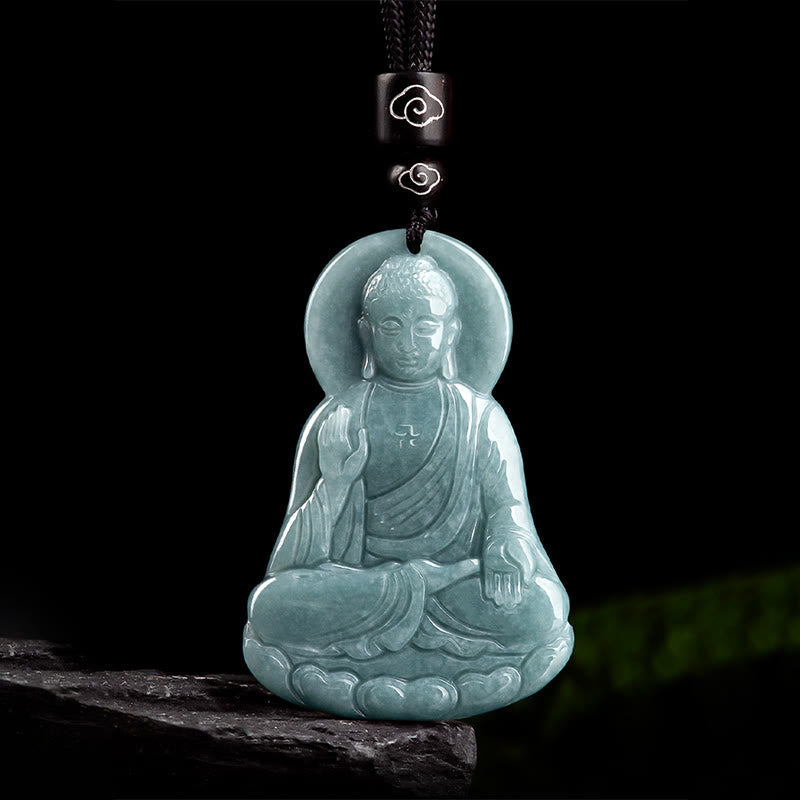 Anhänger Jade Buddha Kordel Schwarz