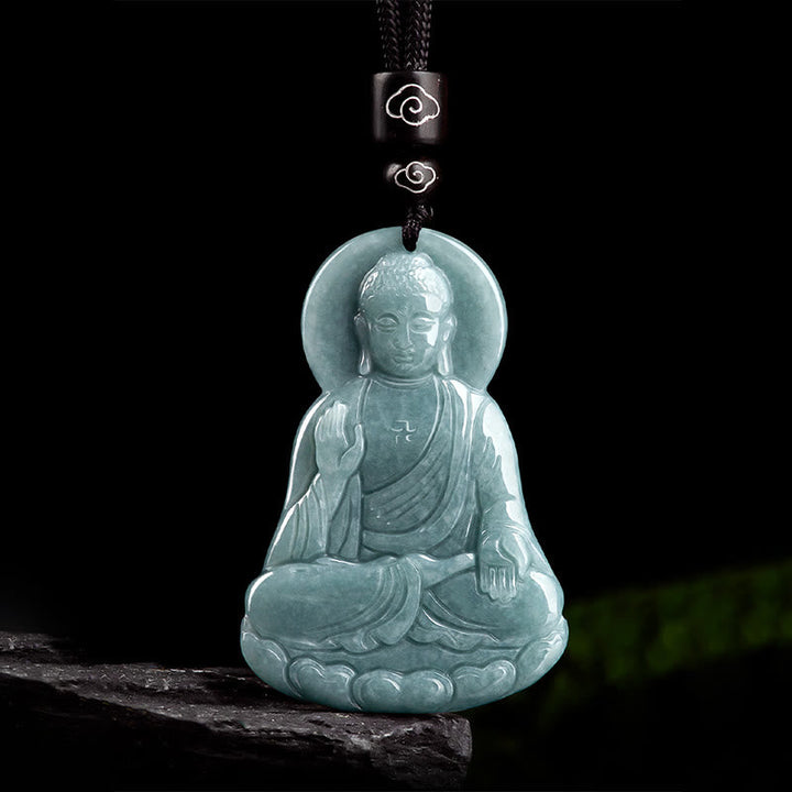 Anhänger Jade Buddha Kordel Schwarz