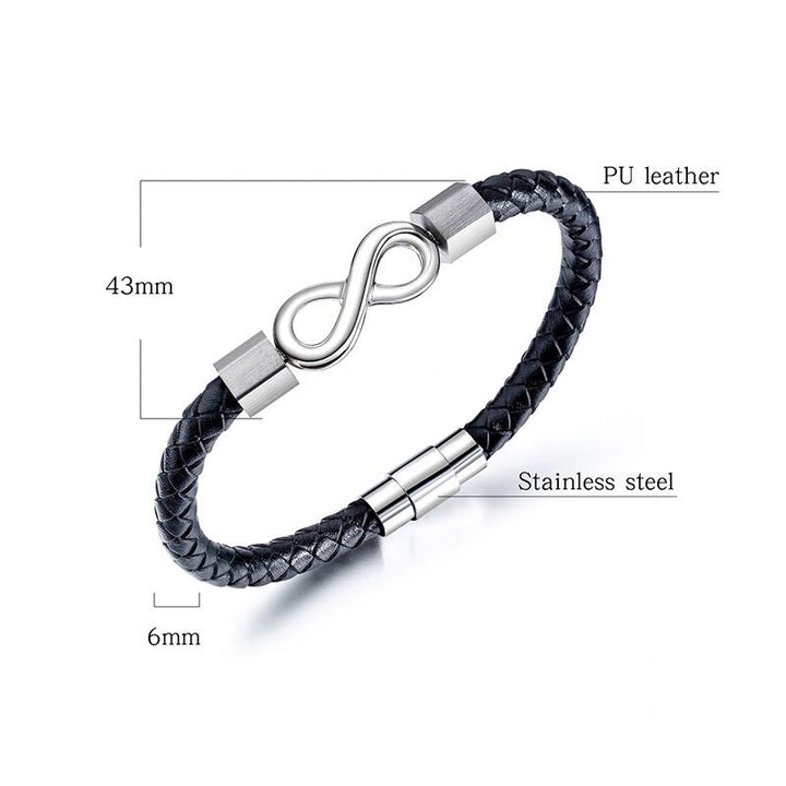 Armband Unendlicher Titanstahl Leder Balance