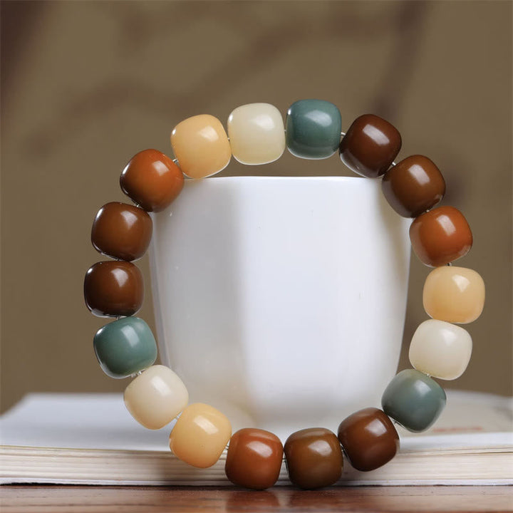 Armband Bunt Bodhi Samen Naturstein elastisch mehrfarbig Perlen