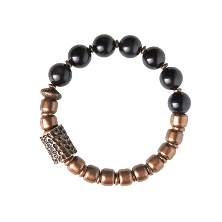 Armband Obsidian Kupfer – Heilung schwarze Perlen Kupferperlen elegant