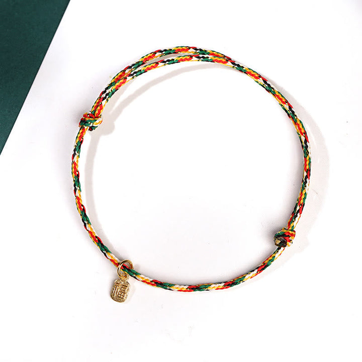 Farbiges Armband Fu-Zeichen – Glück & Frieden & Energie mit Anhänger.