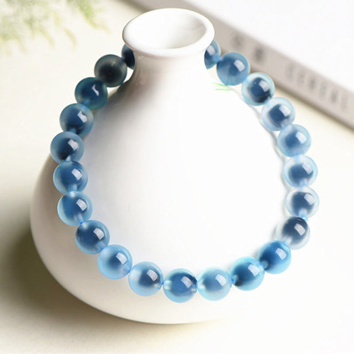 Armband Achat – Stärke & Harmonie blaue Perlen Naturstein elastisch