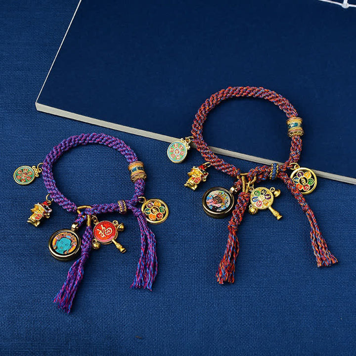 Armband – Glück & Wohlstand & Balance in Violett und Rot mit Charms
