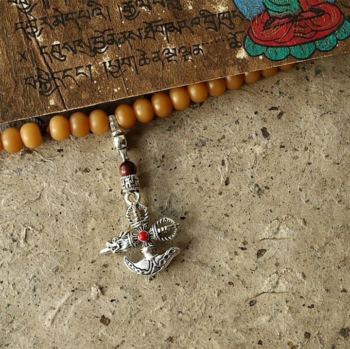 Mala Bodhi Wohlstand Energie Armband mit goldenen Perlen und Anker Anhänger
