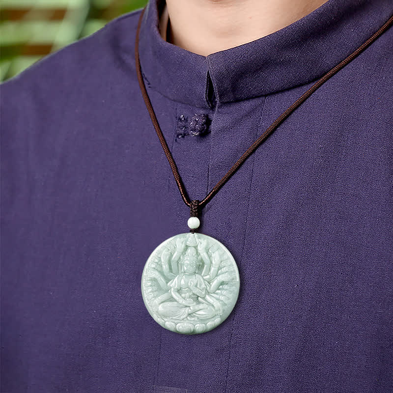 Jade Kette Anhänger Guan Yin Segen