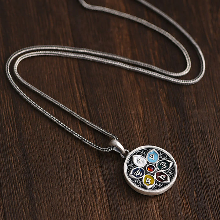 Anhänger Silber Om Mani Padme Hum Buddhistische Mantra Kette
