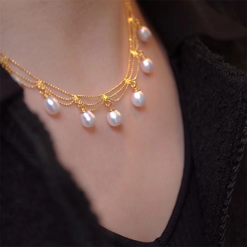 Kette Perle Vergoldet Elegant – Vintage