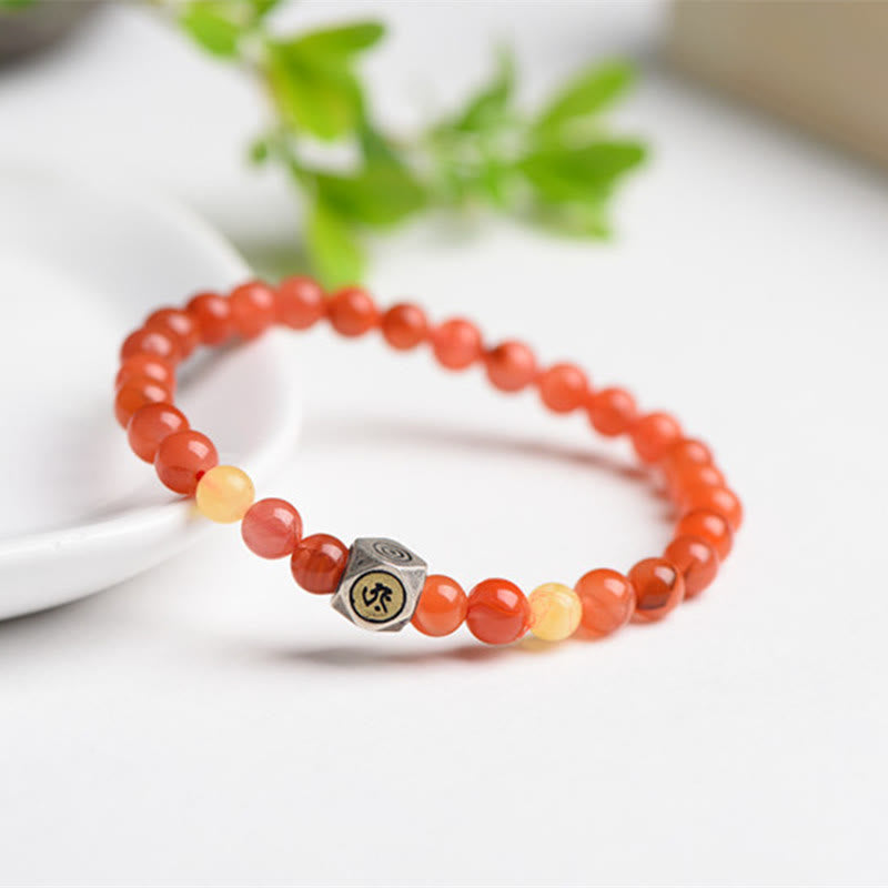 Armband 925 Silber Roter Achat Chinesisches Tierkreis