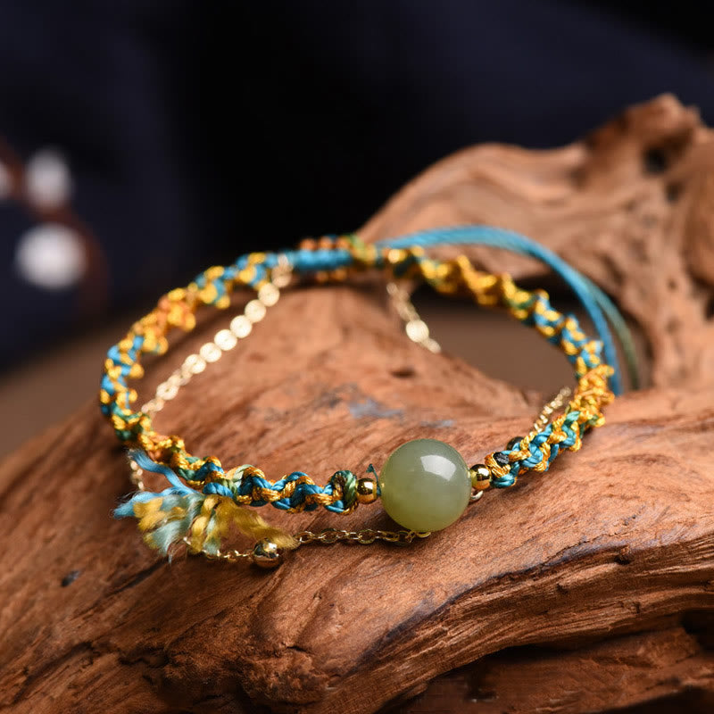 Armband Jade – Glück & Fülle Stärke hellgrün Naturstein Holz elegant