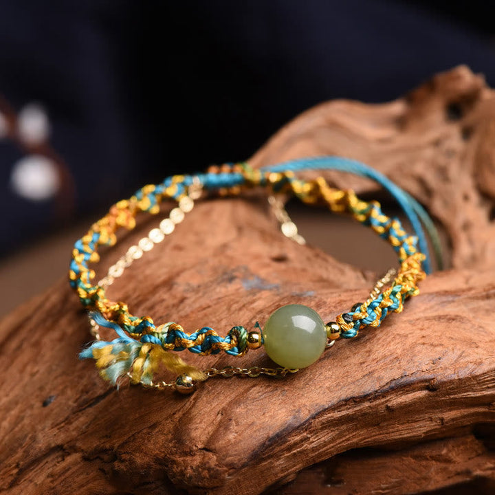 Armband Jade – Glück & Fülle Stärke hellgrün Naturstein Holz elegant