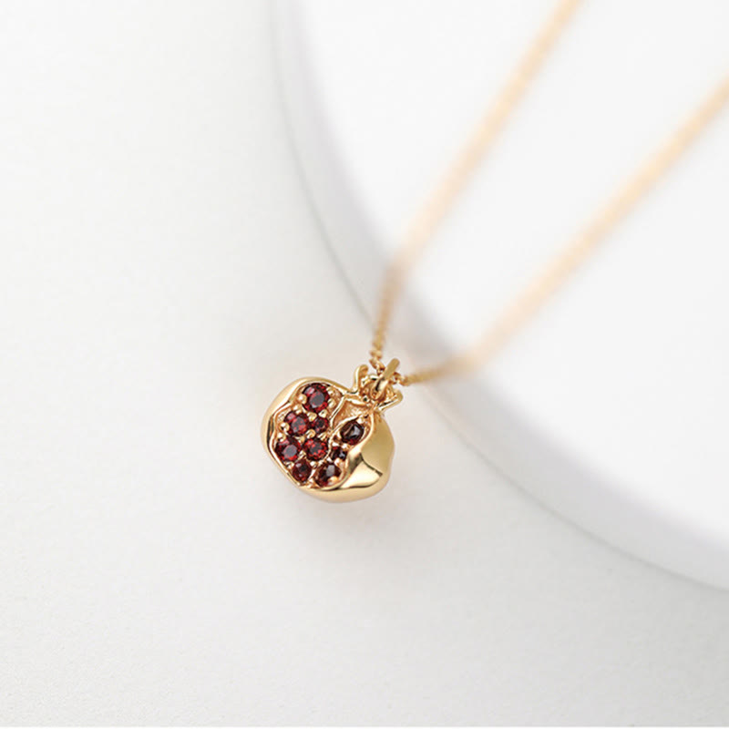 Granat Kette Granatapfel Anhänger gold Sterlingsilber