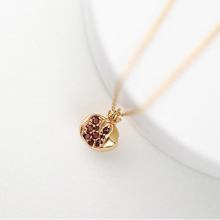 Granat Kette Granatapfel Anhänger gold Sterlingsilber