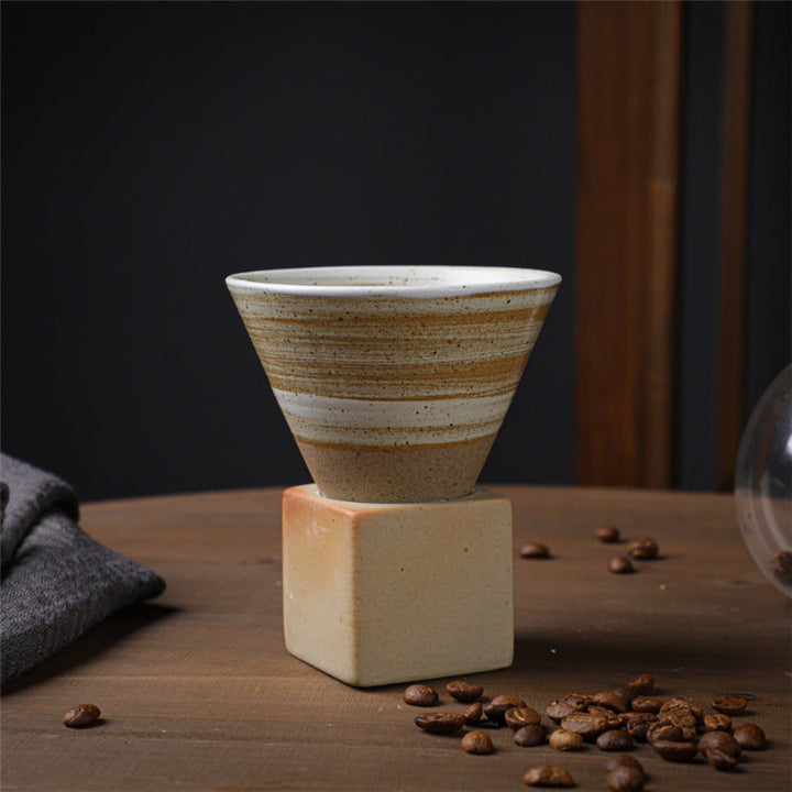 Teetasse Mit Untertasse Vintage Keramik 200ml Khaki Weiß