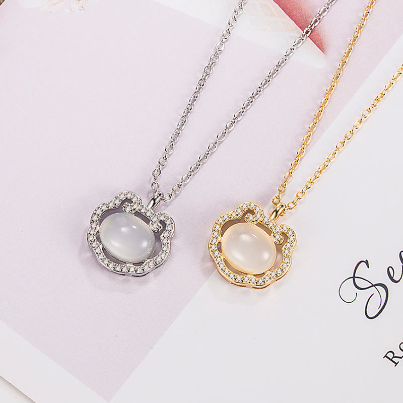 Kette Chalcedon Silber Gold Glückswunsch Elegant