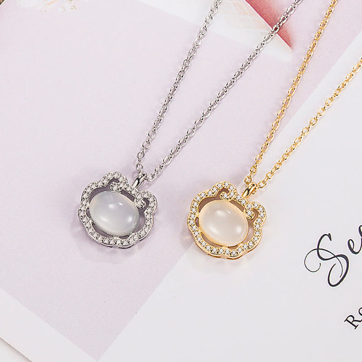 Kette Chalcedon Silber Gold Glückswunsch Elegant