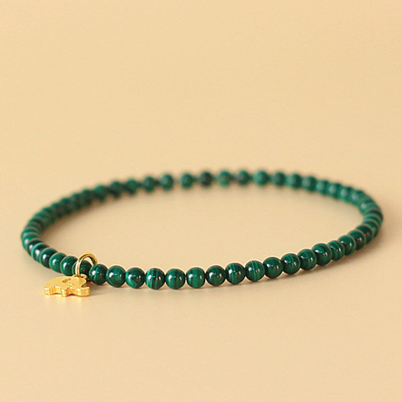 Armband Malachit Elefant grüne Perlen goldener Charm elegant