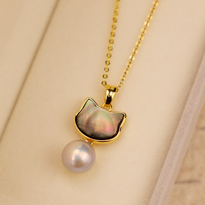 Kette Perle Katze Gold Heilung