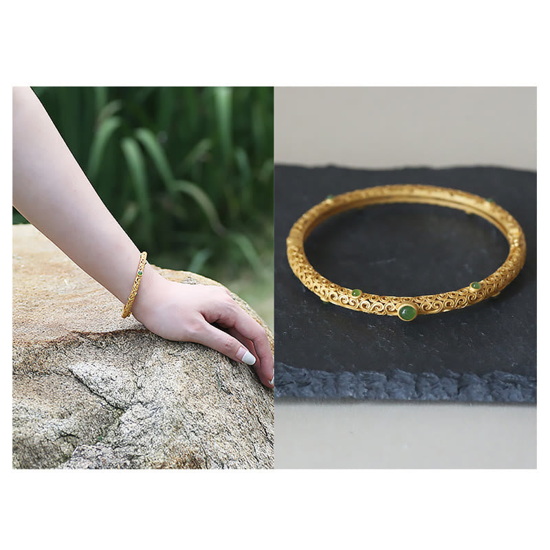 Armband Jade Kupfer Glückswolken - Beruhigung