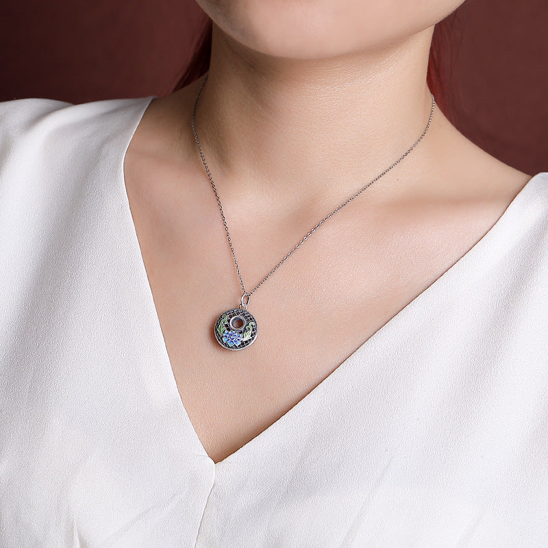 Frau Anhänger Lotus Kette Silber Glück Wohlstand