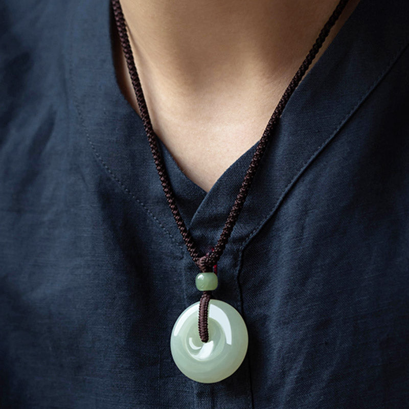 Kette grüne Jade Anhänger Glücksbringer Natur