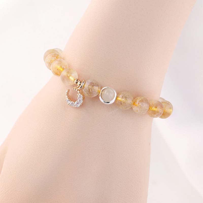 Armband Citrin Mond – Schutz & Glück goldene Perlen Silber Verschluss elegant