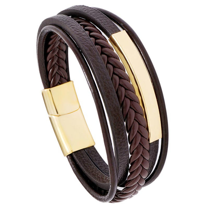 Armband Leder Titanstahl Minimalistisch - Glück