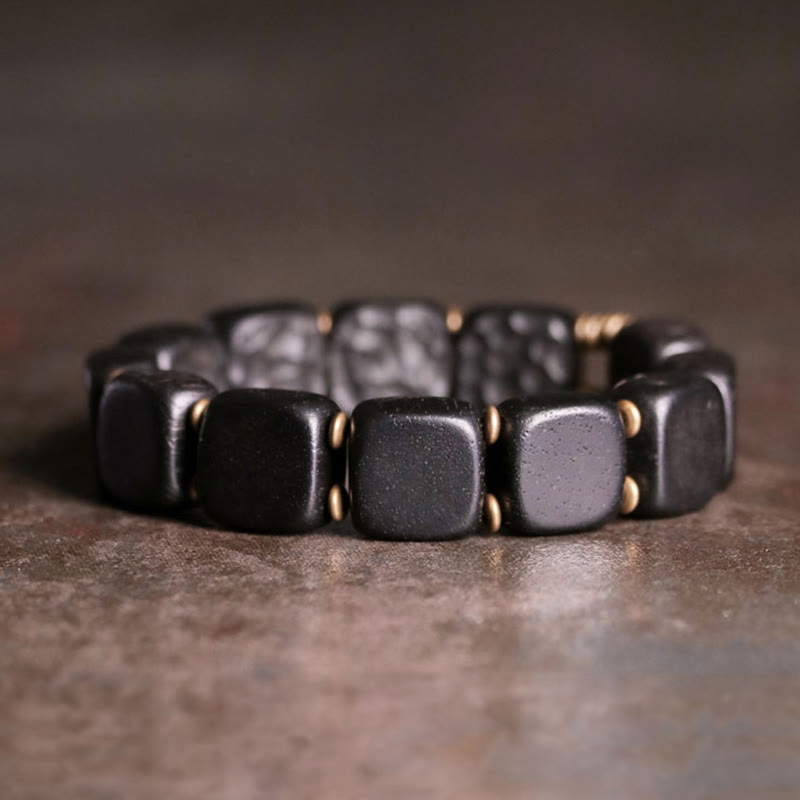 Armband Kupfer Ebenholz schwarze Perlen elastisch Naturstein Schmuck