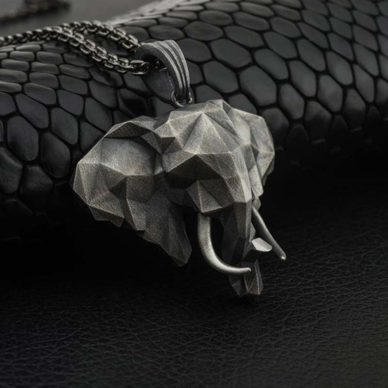 Kette Titanstahl Elefant Stärke geometrisch silber