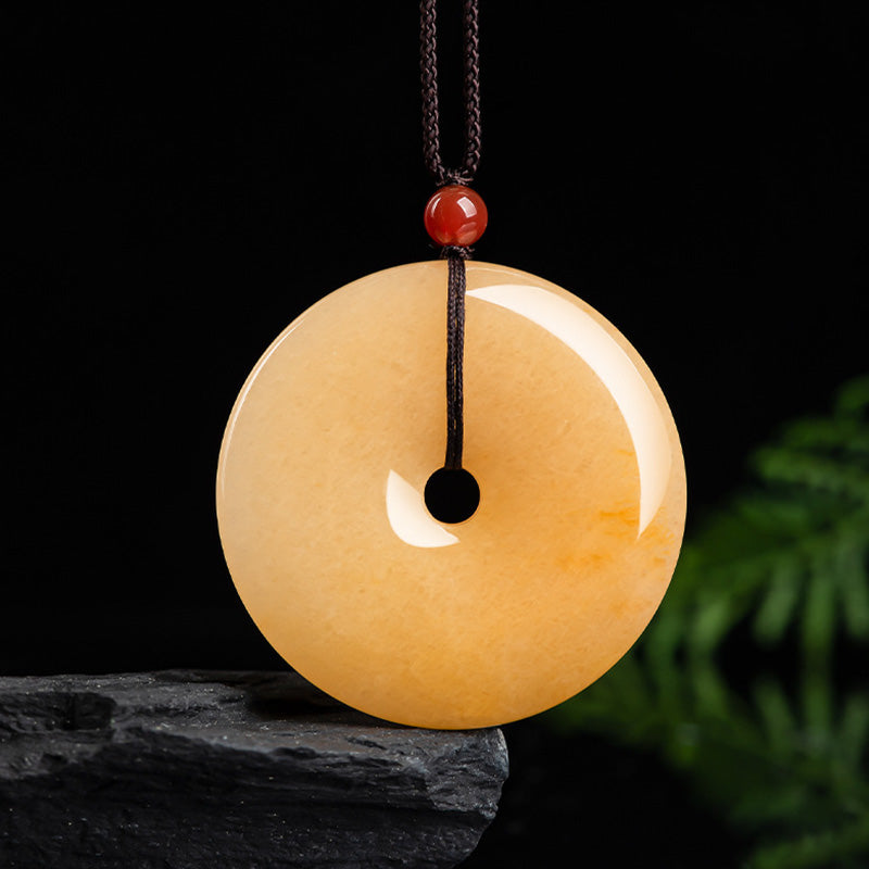 Kette goldene Jade Donut Anhänger Naturstein