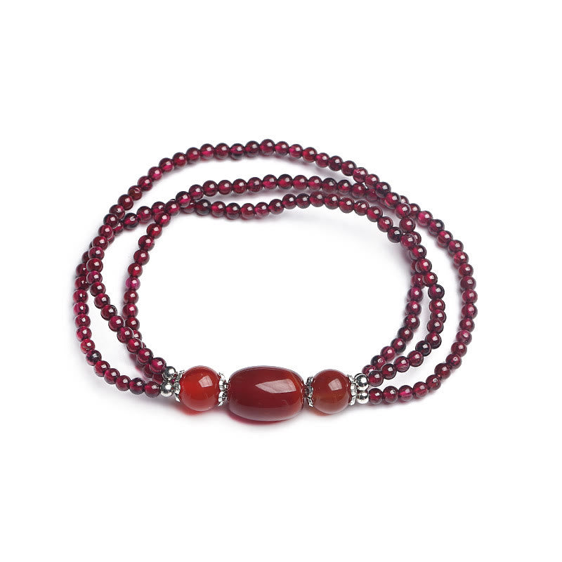 Armband Roter Achat Granat – Schutz Flachlage rote Natursteine elastisch