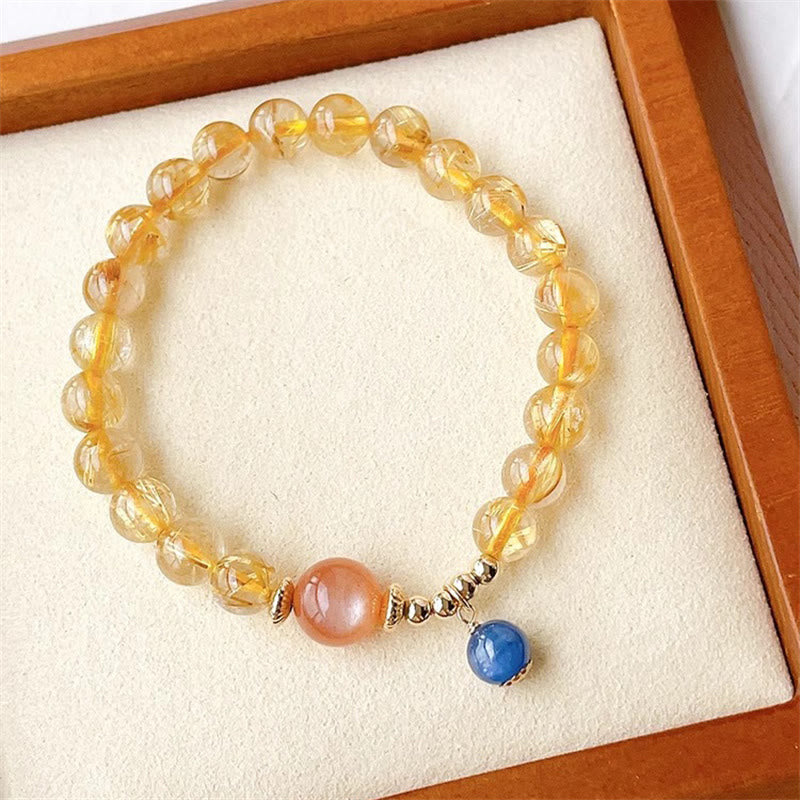 Armband – Wohlstand & Stärke mit Citrin und blauen Perlen elegant.