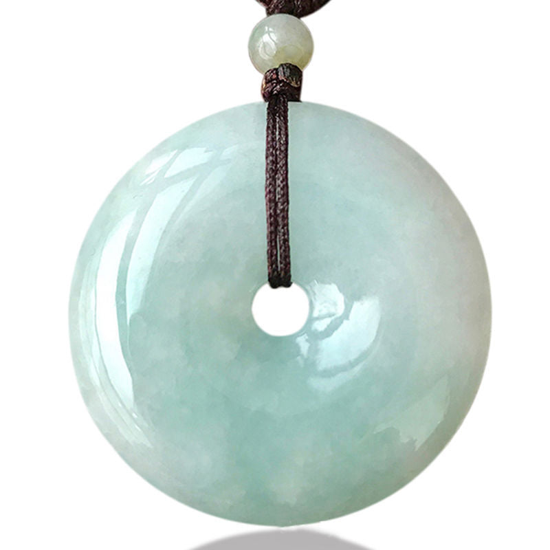 Jade Anhänger Kette grün Donut Buddha-Perlen Glück