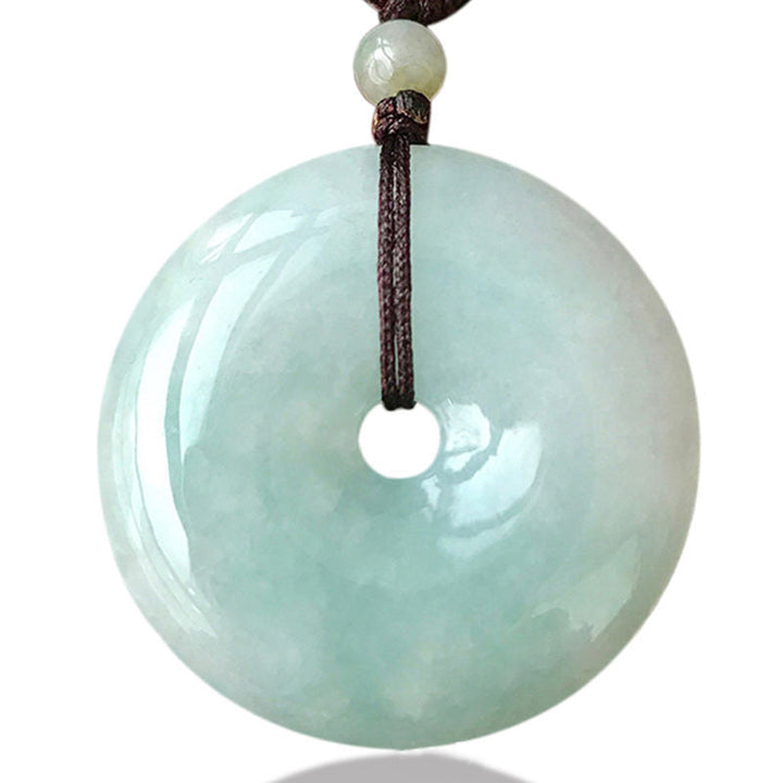 Jade Anhänger Kette grün Donut Buddha-Perlen Glück