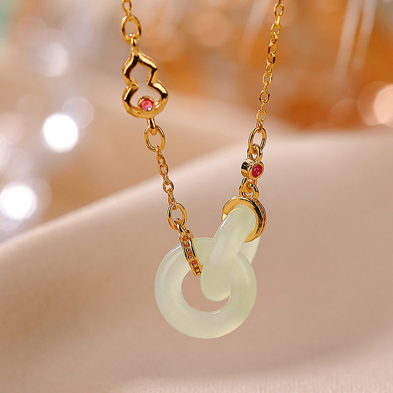Jade Anhänger Kette grüne Jade Gold Glück
