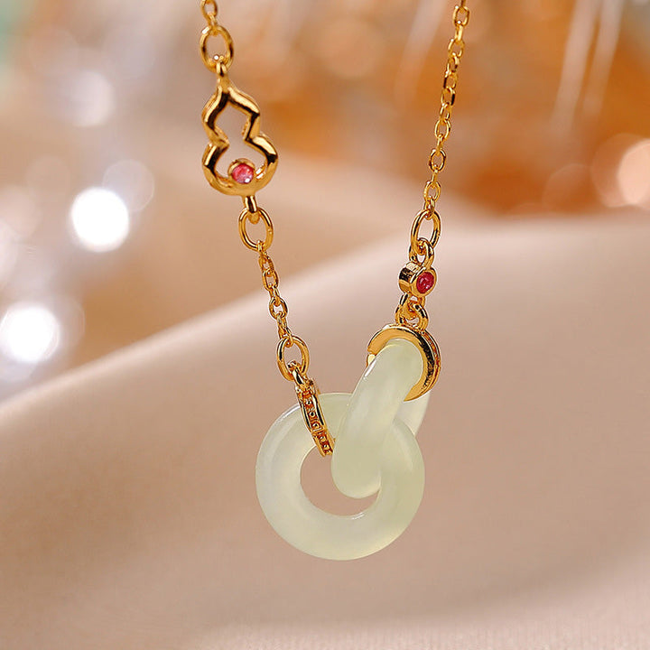 Jade Anhänger Kette grüne Jade Gold Glück