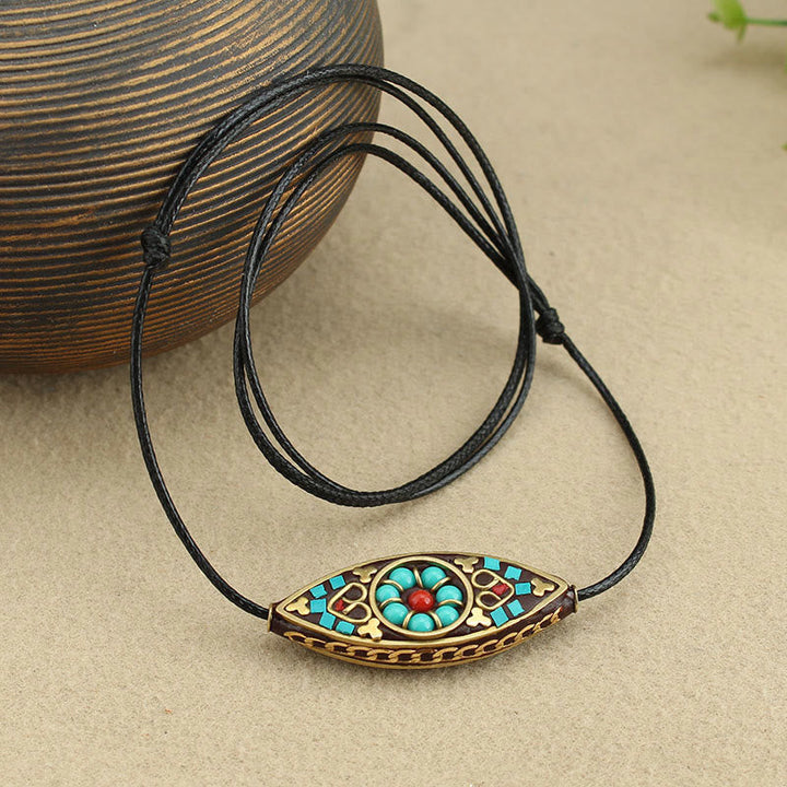 Anhänger Kette Türkis Buddha Marquise Schutz tibetisch