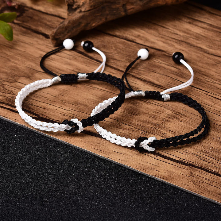 Armband Schwarz Weiß – Heilung geflochtenes Seil Design verstellbar