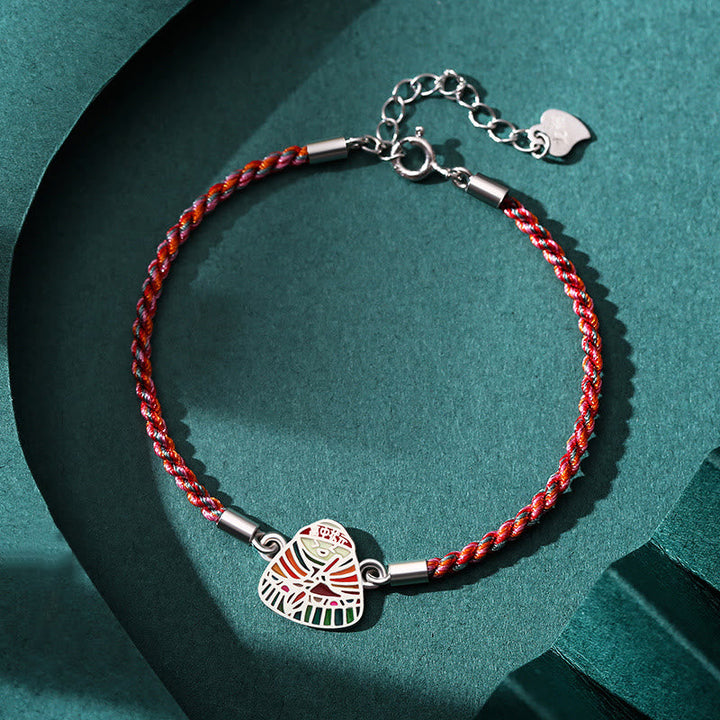 Rotes Seidenschnur Armband 925 Silber – Glück & Energie Blattanhänger