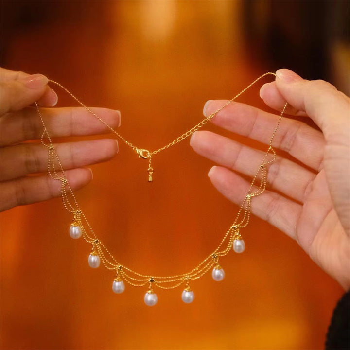 Kette Perle Vergoldet Elegant – Vintage