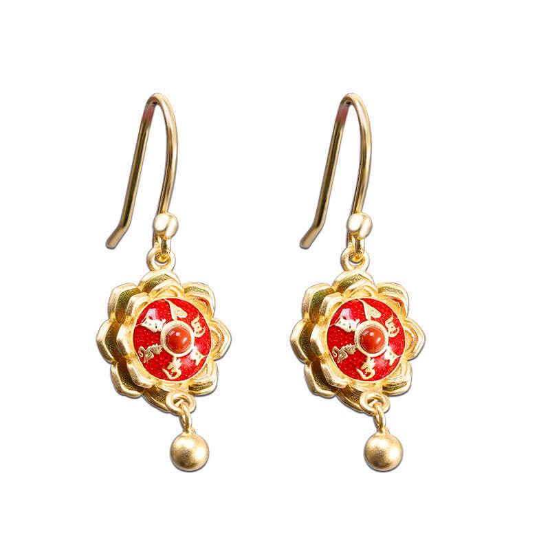 Ohrringe Lotus Rot Gold Segen
