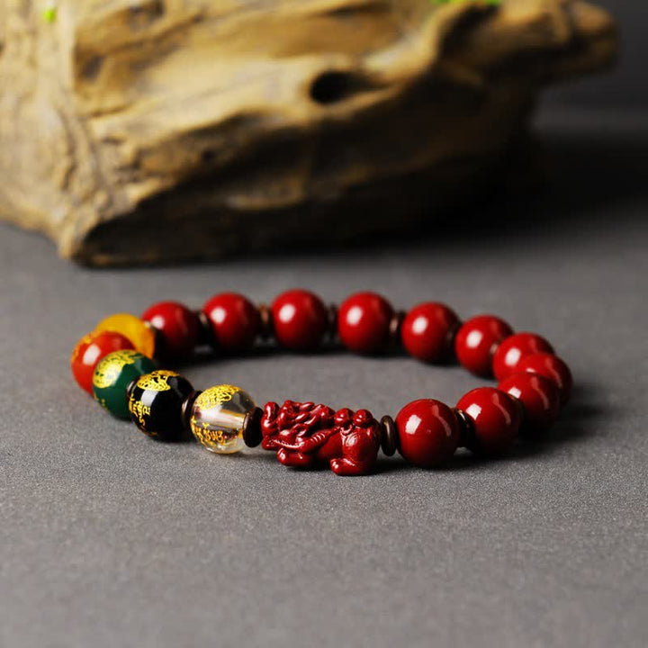 Rotes Armband Zinnober Pixiu – Wohlstand & Segen mit Natursteinen elegant.