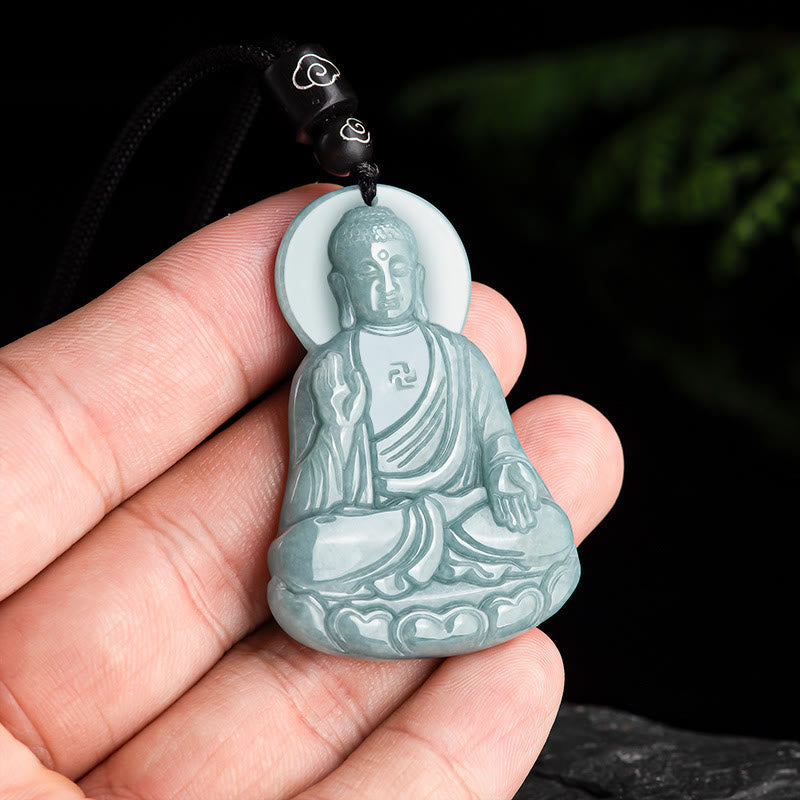 Anhänger Jade Buddha handgehalten Meditation